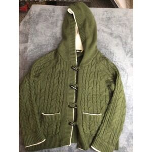 Cabela's Women's XL Green Hooded Cable Knit Toggle Sweater Cardigan
